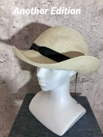 Another Edition 스트로우 밀짚모자 블랙 리본 패킷햇