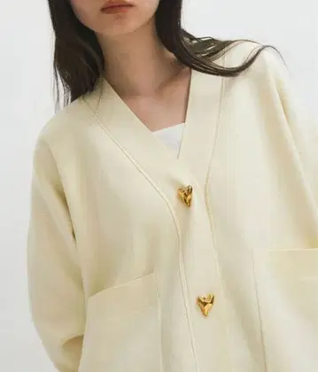 ADAM ET ROPE 하트 버튼 미들 가디건