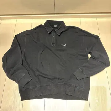 HUF 하프 버튼 맨투맨 티셔츠 블랙