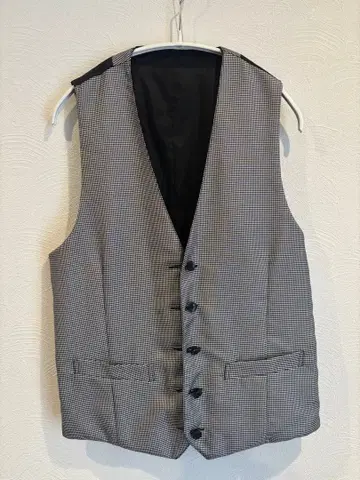 포멀 베스트 체크 무늬 네이비