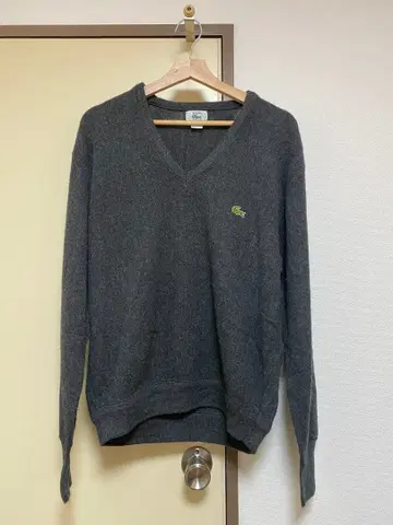 Lacoste 그레이 V넥 니트 구제 의류