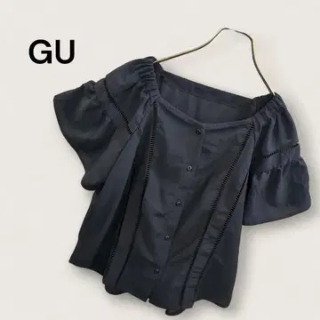 GU 반팔 셔츠/블라우스 내추럴 여성용 봄/여름 무지 레이스