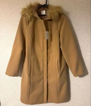 DRESKIP 후드 부착 베이지 롱 코트 L 사이즈