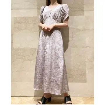 snidel 전개 프린트 퍼프 슬리브 원피스