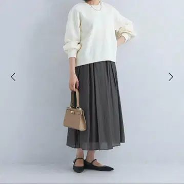 시어 개더 스커트 그레이 플레어 스커트