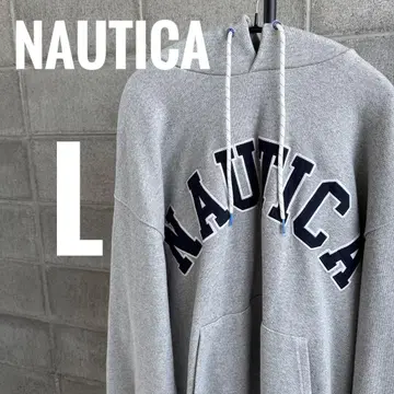 [ NAUTICA/노티카 ] 아치 로고 맨투맨 후디 그레이 후드티 L