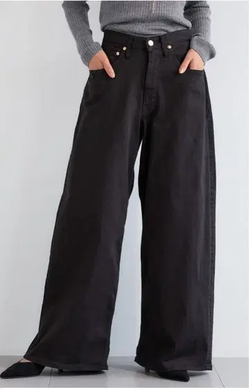 Big Jhar 블랙 와이드 레그 데님