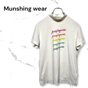 먼싱웨어 하이넥 반팔 티셔츠 레귤러 기장 프린트 로고 L