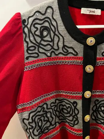 Joconde 긴팔 가디건 빨간색 그레이 블랙