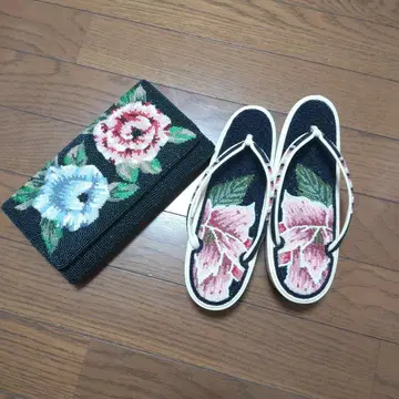 꽃무늬 조리 와 클러치백 세트 비즈