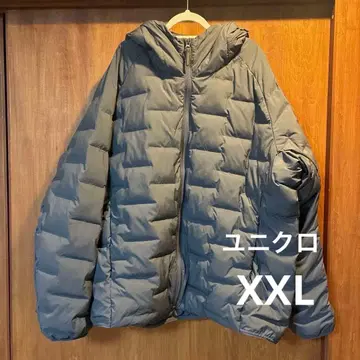 유니클로 WARM PADDED XXL 그레이 후드 부착