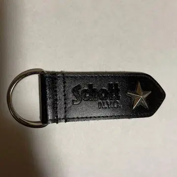 Schott NYC 블랙 가죽 키링 원스타