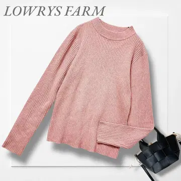 로리즈팜 리브 니트 풀오버(M) 핑크 하이넥 성숙/러블리