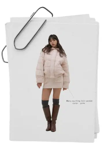 andmary 메리 퀼팅 니트 재킷 핑크