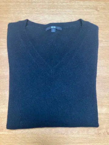 UNIQLO V넥 스웨터 XL 블랙 캐시미어