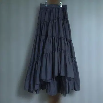 anuans 다크 그레이 티어드 롱 스커트