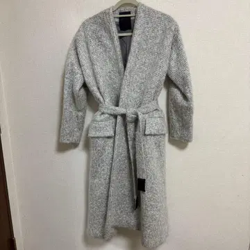 [ 새상품급 ] 디우카 롱 코트 노카라 모헤어 혼방 벨트 포함 그레이