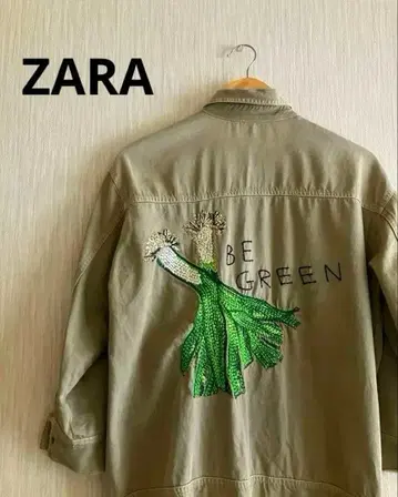 ZARA 자수 밀리터리 자켓 데미지 가공 카키 여성용 S