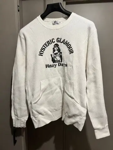 HYSTERIC GLAMOUR 화이트 맨투맨 S 써멀 와플