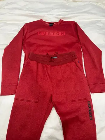 BURTON 레드 스웨트 셔츠 팬츠 세트 L