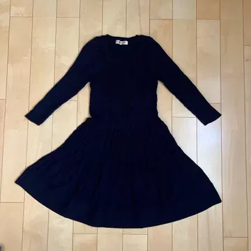 네이비 니트 롱 원피스 긴팔