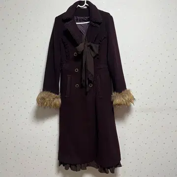 엑시즈팜 롱 코트 와인 레드 M