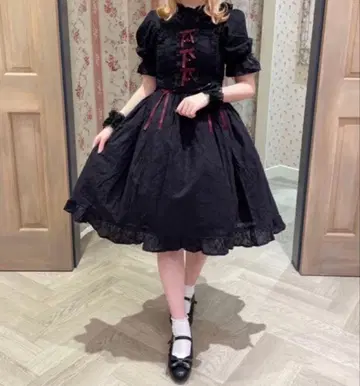 axes famme 코튼 레이스 점프 스커트 블랙