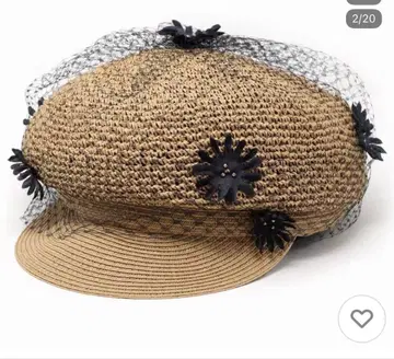 카시라 헌팅 캡 블랙 꽃 베일 헌팅 캡