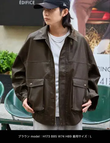 MONO-MART 페이크 가죽 자켓 블루종