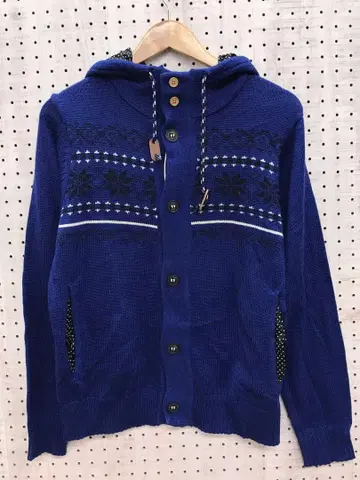 00s y2k 새상품 TAKAQ 노르딕 무늬 프론트 버튼 니트 후드티