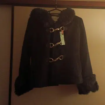 퍼가 달린 다크 블루 더플 코트 M 사이즈