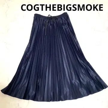 코그 더 빅 스모크 컨디션 최상 아코디언 플리츠 스커트 네이비 광택감