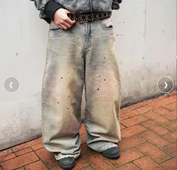 Circle paint logo Baggy denim pants