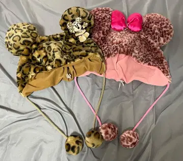 미키 미니 디즈니 귀도리 모자 레오파드 무늬