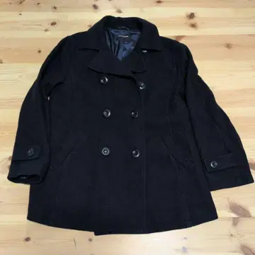 pom ponette 블랙 더블 브레스트 코트 L