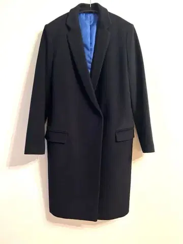 블랙 울 혼방 체스터 코트