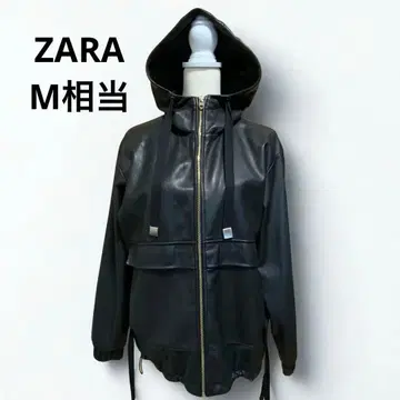자라 블랙 후드 부착 페이크 가죽 자켓 M 상당