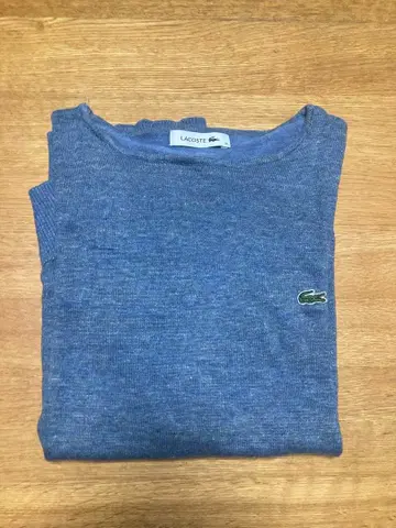 LACOSTE 블루 숏 슬리브 상의 코튼 린넨