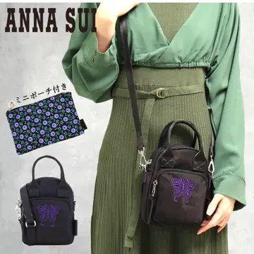 새상품 택 없음! ANNA SUI 나비 자수 나일론 숄더백 블랙