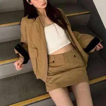 sitron 한국 패션 프렌치 바이컬러 셋업