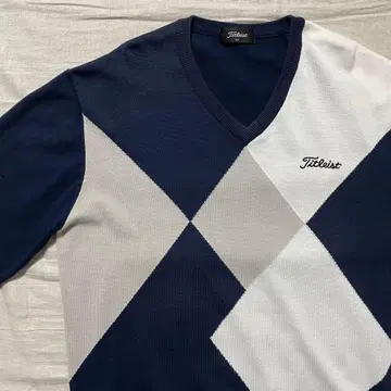 타이틀리스트 V넥 니트 네이비 LL 골프 스웨터 화이트 그레이