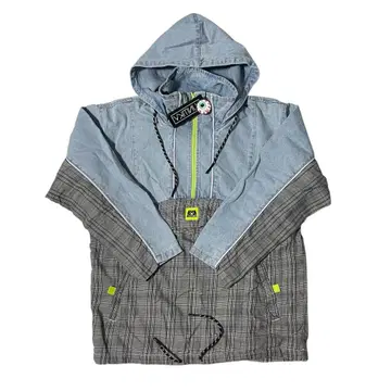 [ 새상품 ] MISHKA 데님 x 체크 무늬 / 하프 지퍼 자켓