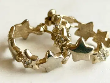 골동품 별 큐빅 골드 후프 디자인 vintage 귀찌