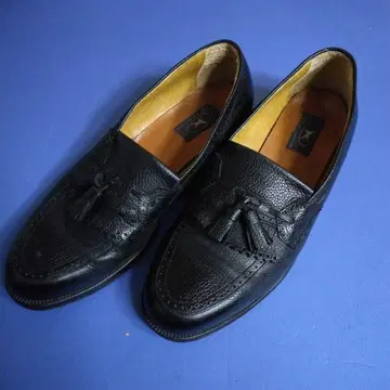 KEN COLLECTION 블랙 가죽 태슬 로퍼 26.0