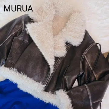 [ MURUA ] 빈티지 라이크 페이크 무스탕 무루아 브라운