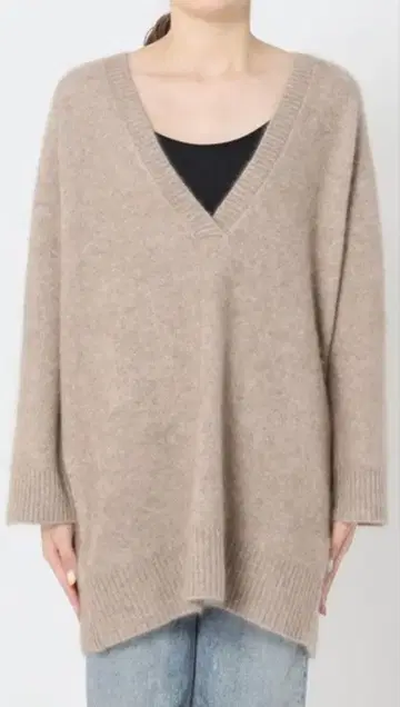 Plage 캐시미어 Mix Fur 깊은 V 풀오버 가을/겨울