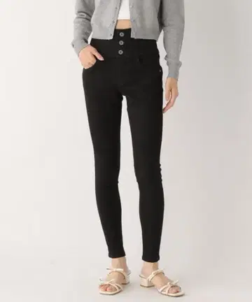 헤더 ISKO 하이웨스트 스키니 블랙 데님 팬츠 슬림 레그 신축성