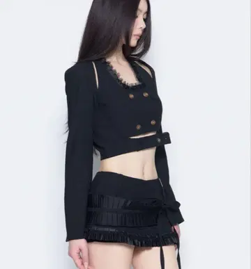 S 레이스 트림 수트 앙상블 the red thread 블랙