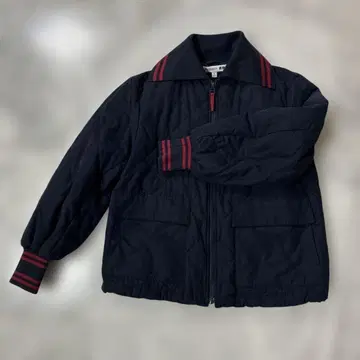 네이비 퀼팅 자켓 스트라이프 옷깃