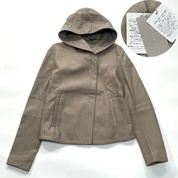 [택 달린 미사용품] 띠어리 럭스 램 가죽 후디 블루종 38 그레이지